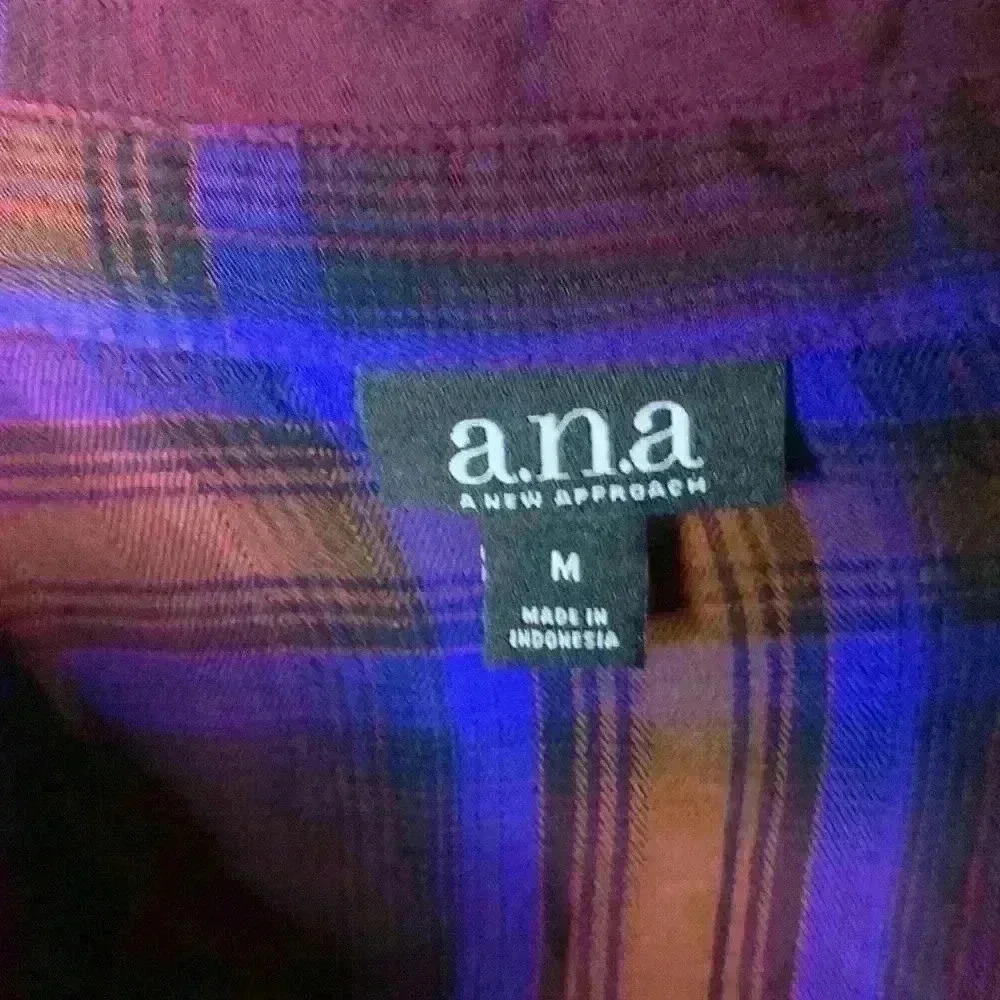 a.n.a Flannel Top, M, Purple - Picture 3 of 4